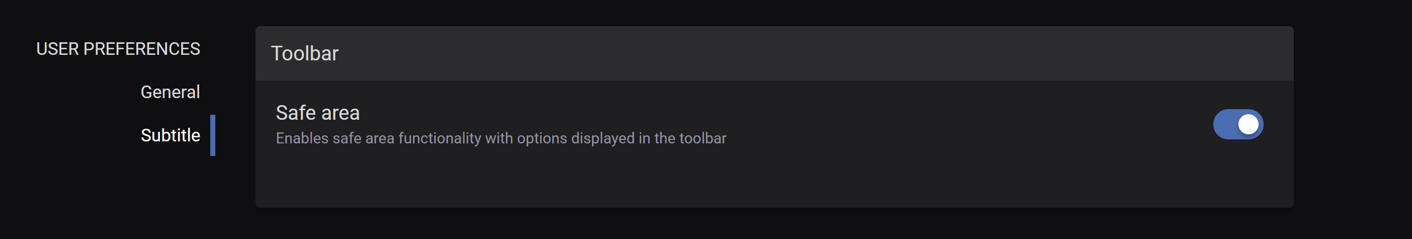 Subtitle safe area setting